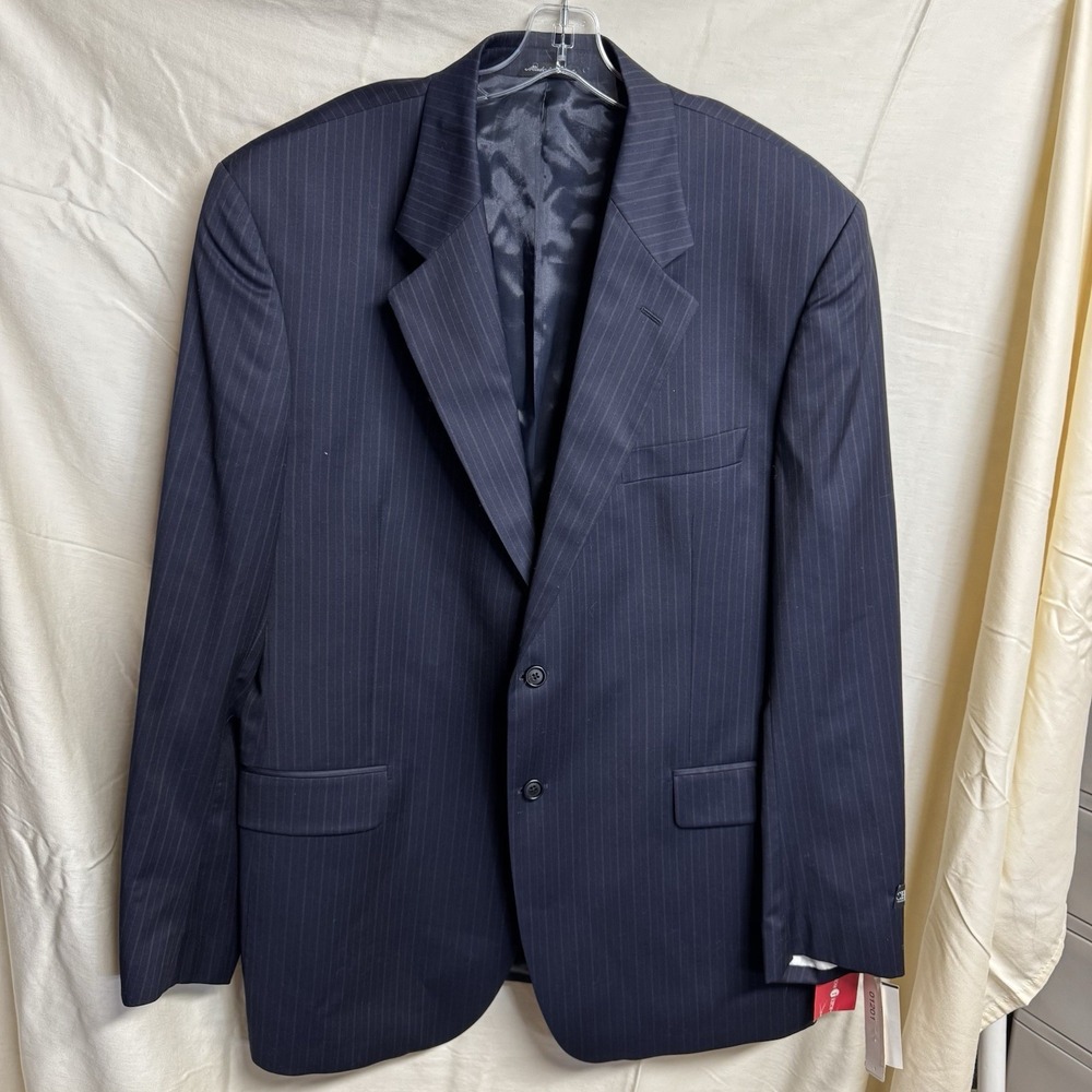 CHIAVARI Reda Super 100'S Blazer- Made In Italy Navy Pinstriped Wool L46/W40